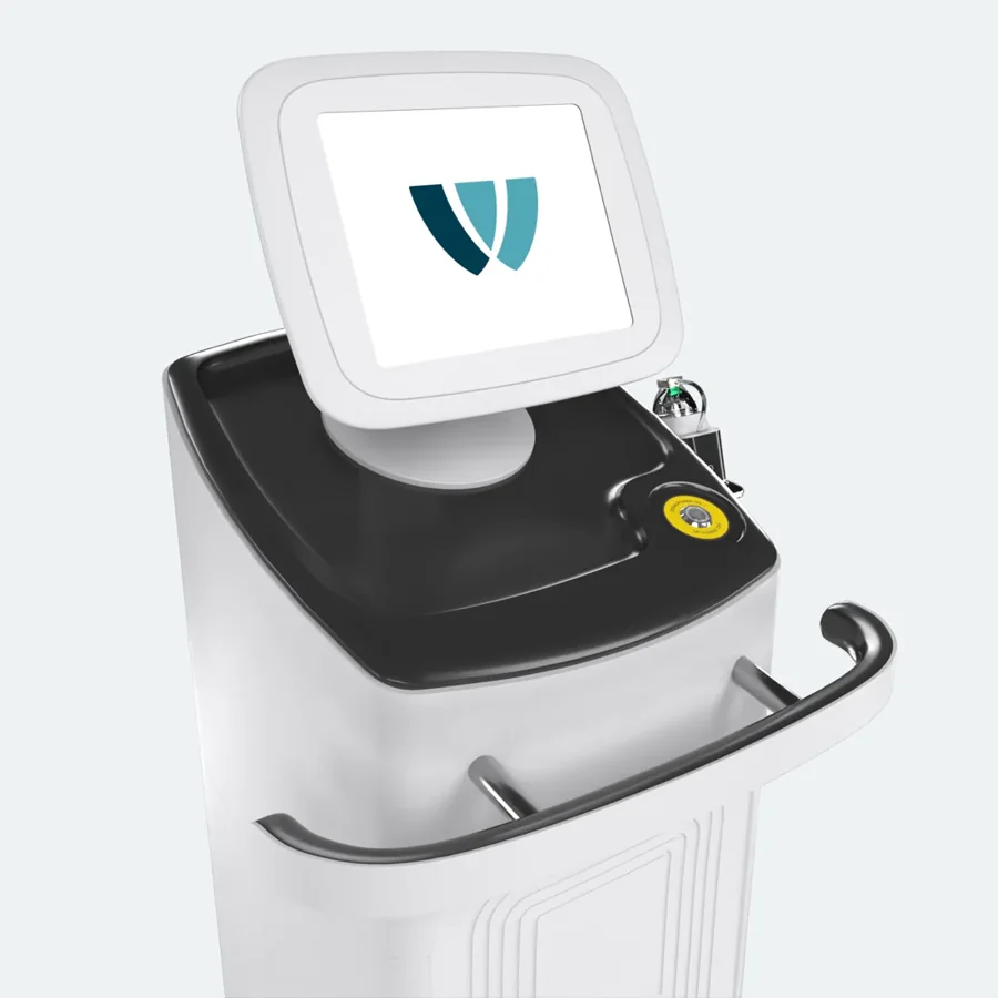 Touchscreen des MICROTEC64 am Gelenkarm, Produktabbildung